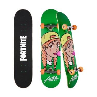 Imagem de Skate Fortnite com fita adesiva gráfica impressa. Ótimo para crianças e adolescentes Skate Cruiser com rolamentos ABEC 5, deck durável, rodas lisas