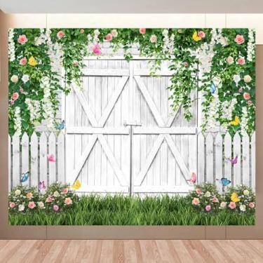 Imagem de Fundo de jardim de primavera, 3 x 2,4 m, flores para porta de celeiro, floral, borboleta, fotografia, grama, vegetação, folhas, fundo, recém-nascidos, crianças, faixa de festa de aniversário