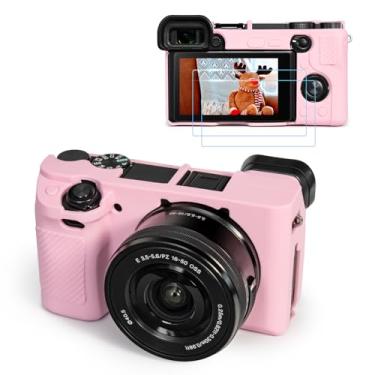 Imagem de TYUANDOUER Capa para câmera A6400 A6300 e kit de acessórios de protetor de tela LCD, capa de silicone macio para câmera digital Sony Alpha A6400 A6300, capa corporal para A6400 A6300 com aderência