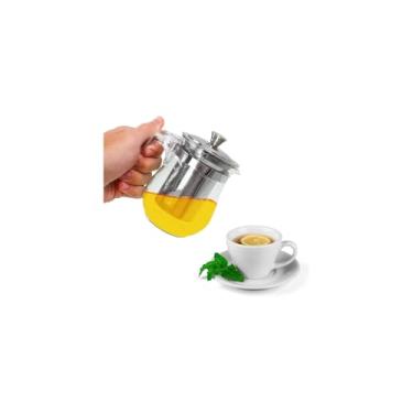 Imagem de Chaleira de Vidro Borossilicato 350ml com Infusor Removível, Preta, 17x13x13cm, para Chá e Café