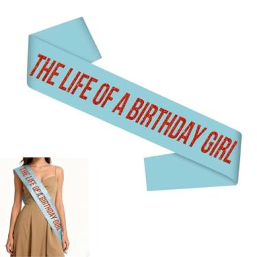 Imagem de The Life Of A Birthday Girl Sash, acessórios de roupa de showgirl, artigos de decoração de festa laranja Showgirl, adereços de decoração de festa