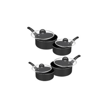 Imagem de Conjunto de Panelas 13 Peças, Antiaderente, Alumínio, Preto, Cabo Baquelite, Tampa de Vidro, com Frigideiras e Formas