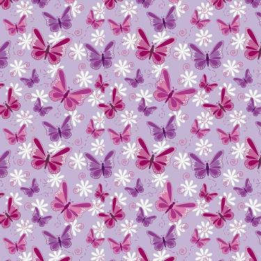 Imagem de Papel Parede Lilas Escuro Com Borboletas Vermelhas E Lilas