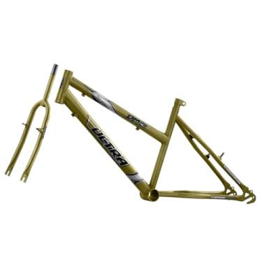 Imagem de Quadro Com Garfo em Aço Carbono Bicicleta Ultra Bike Aro 24 Verde Oliva Fosco