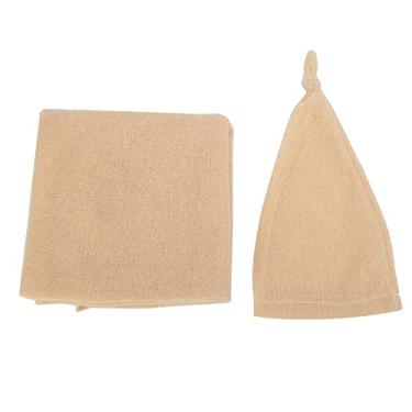 Imagem de Conjunto de chapéu envoltório para fotografia de recém-nascido Ainoli, adereços fofos e respiráveis ​​para fotos de bebês para fotos infantis (chapéu + envoltório)
