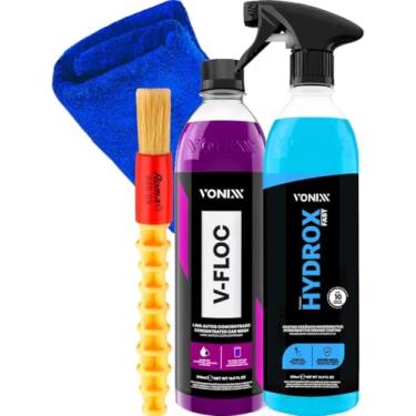Imagem de kit Hydrox Fast VVonixx Kit Hydrox Fast 500 ml, Shampoo V-Floc 500ml, Pincel Detalhamento Externo, Pano Microfibra 40x40