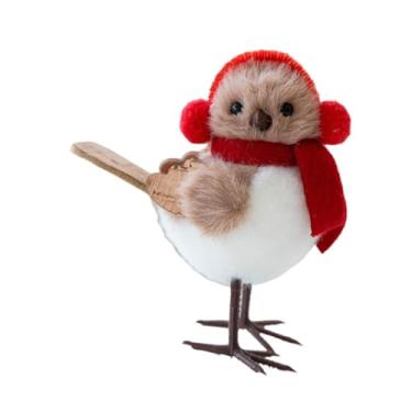 Imagem de Baoblaze Decoração de mesa de Natal, estatueta de pássaro pequeno, enfeite decorativo simulado e fofo para lareira, festa de inverno, Style C