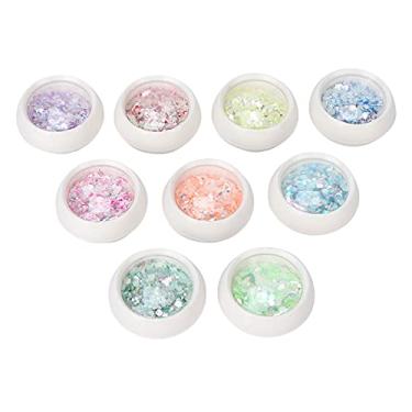 Imagem de Ainoli 9 caixas de lantejoulas para arte em unhas, faça você mesmo, flocos de glitter holográfico, decoração de manicure em pó