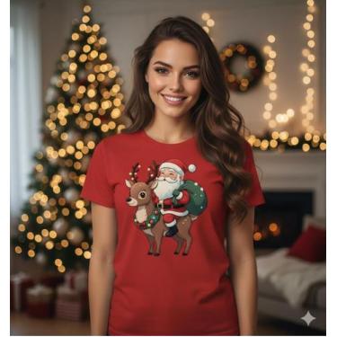 Imagem de Camiseta Masculina Natal Estampa Papai Noel Algodão Leve Confortável L