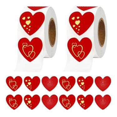 Imagem de Adesivos de coração, adesivos de coração para crianças, adesivos de coração para envelopes, 1000 peças, autoadesivo, vermelho, para decoração de festa de aniversário, dia dos namorados, casamento,