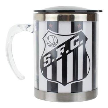 Imagem de Caneca Térmica Com Tampa 450Ml Listrada - Santos - Mileno