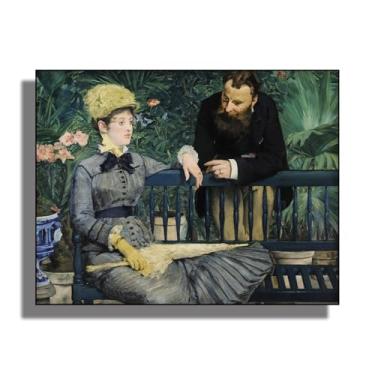 Imagem de OKRA Manet Canvas Wall Art - In The Conservatory Wall Decor - Impressionismo - Pintura a óleo retrato - Adequado para bares, escritórios e salas de estar. Sem moldura. 30 x 40 cm