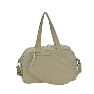 Imagem de Vaveren Bolsa de tênis tipo sacola com compartimento para sapatos e bolso impermeável, bolsa portátil para raquete de tênis para treino, Cáqui