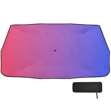 Imagem de Guarda-chuva de para-brisa gradiente azul vermelho guarda-sol proteção de isolamento térmico persianas de janela de carro 147 x 75 cm acessórios interiores de carro