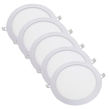 Imagem de Kit 5 Luminária Plafon Led Redondo Embutir 24W 6500K - Noll
