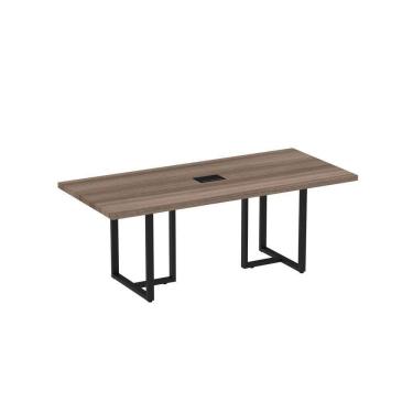 Imagem de Mesa Reuniao Retangular Com Power Box 2000x900mm Pe40tub Preto-walnut