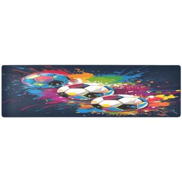 Imagem de Bolas de futebol com salpicos de tinta, corredor de mesa de jantar, decoração de cozinha