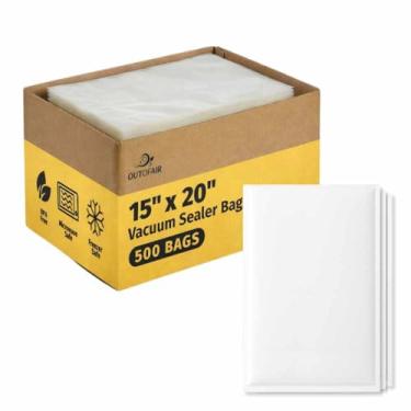 Imagem de OutOfAir Sacos seladores a vácuo de 38,1 cm x 50,8 cm (caixa a granel, preto) - Plástico resistente de 7 camadas de 4 mil, grau comercial, livre de BPA, seguro para alimentos, serve para todas as