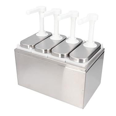 Imagem de GLOGLOW Frasco de Especiarias e Seu Armazenamento Em Aço Inoxidável, Capacidade 1L, 5 Garrafas Com Base, para Bomba Dispensadora de Molho de Cozinha e Restaurante, Nan (4 bombas)