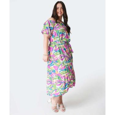 Imagem de Vestido Plus Size Feminino Midi Ciganinha Marisa-66024, Bege, G2