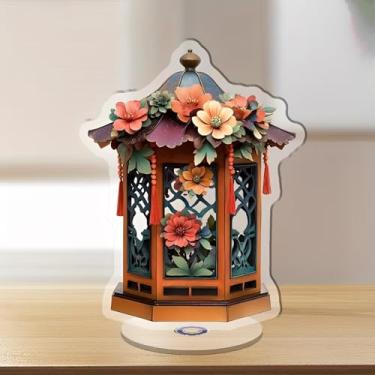 Imagem de Gazebo floral com borlas suspensas, enfeite giratório de acrílico para alívio de estresse, adequado para decoração de casa. Presente ideal para Natal, aniversário, aniversário, dia dos namorados