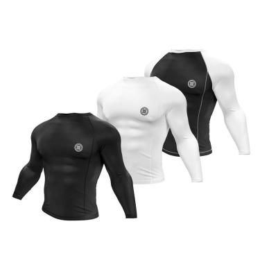 Imagem de Kit 3 unidades Rashguard Jiu Jitsu Kimura Basica Cor Lisa-Masculino