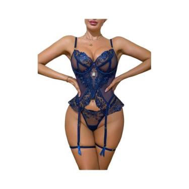 Imagem de Conjunto De Lingerie Floral Elegante Para Mulheres, Sutiã Sexy Com Cin