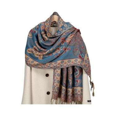 Imagem de Lenço Hijab Retro De Tamanho Grande Para Mulheres Com Estampa Paisley 