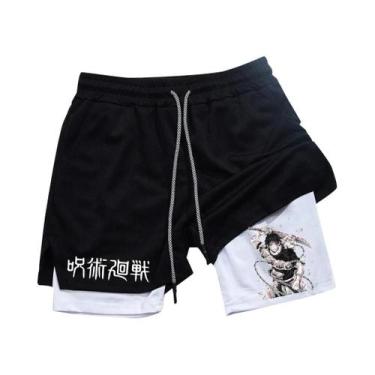 Imagem de Shorts Esportivos Masculinos De Malha Para Academia E Casual, 2 Em 1, 
