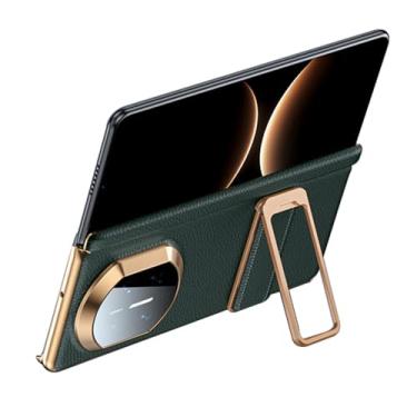 Imagem de LYJSMGZ Capa de couro genuíno para Huawei Mate X7, suporte de pulseira, dobradiça magnética de eixo duplo, envelope completo, capa de proteção à prova de choque, verde, Mate X7
