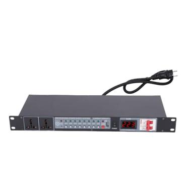 Imagem de Cryfokt Sequenciador de Energia de 10 Canais, Regulador de Controlador de áudio Pro para Montagem Em Rack de Exibição de Tensão Digital para Uso Em Home Theater Em Palco, Condicionador de (plugue