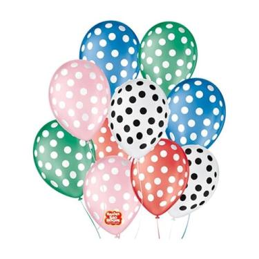 Imagem de Balões São Roque 9 Polegadas Tema Bolinhas Sortido 25 unidades