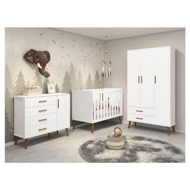 Imagem de Quarto De Bebê Isis 3 Portas Branco Acetinado - Reller