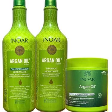 Imagem de Argan Oil Inoar Kit Shampoo E Condicionador 1l Máscara 500ml