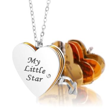 Imagem de Camhanno Colar To My Daughter From Dad, pingente de livro de aço inoxidável com 6 páginas, banhado a ouro amarelo 18K, corrente de 50 cm, presente de formatura de aniversário, Large, Aço inoxidável