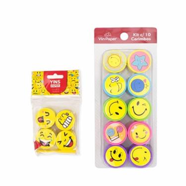 Imagem de Kit Escolar Infantil com 4 Borrachas Smiles + 10 Carimbos Divertidos – Material Escolar Criativo para Crianças