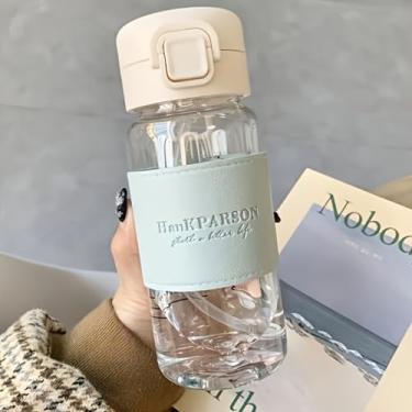 Imagem de Garrafa de água pequena de 500 ml, à prova de vazamento, fácil de abrir, trava segura, segura para lava-louças, livre de BPA, alça de transporte, capa flip higiênica, fácil de limpar, livre de odor