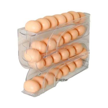 Imagem de Caixa De Armazenamento Lateral Para Ovos De Geladeira Com Porta Dupla,