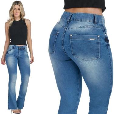 Imagem de Calça Jeans Feminina HNO Petit Flare Barra Desfiada Azul Sky - HNO Jea