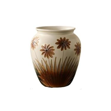 Imagem de KEG801302 Vaso de flores vintage, vaso de plantas verdes para uso doméstico, decoração de vaso de cerâmica artesanal, vaso de 22 x 26 cm