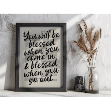 Imagem de You Will Be Blessed When You Come in Canvas Poster Deuteronômio 28:6 Impressão de arte de parede versículo da Bíblia Pintura de arte de parede para casa cristã decoração de sala de oração sem moldura