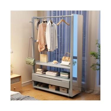 Imagem de KEG801302 Cabide de roupas de corredor cabide de chão porta de entrada área de pendurar madeira maciça cabideiro de casaco leve quarto cabide chapéu suporte (cinza, pequeno)