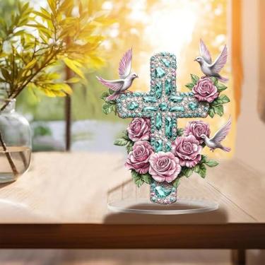 Imagem de Decoração de mesa de acrílico transparente com cruz rosa, enfeite de mesa, decoração de mesa para decoração de casa na sala de estar ou escritório, Halloween, Natal, aniversário, dia dos namorados, 19