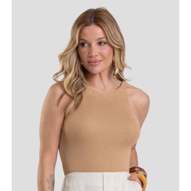 Imagem de Regata Feminina Em Tricot De Fio Modal Dianna Marrom, G, Marrom