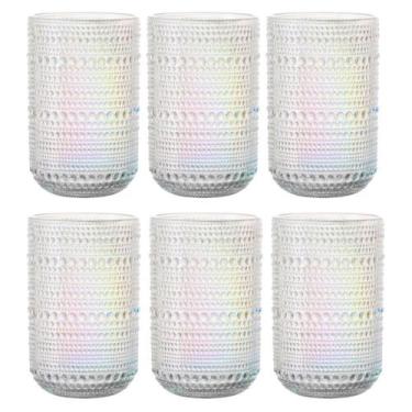 Imagem de Jogo C/ 6 Copos de Vidro Pérola Rainbow 460ml Luxo Bebidas Água Suco -