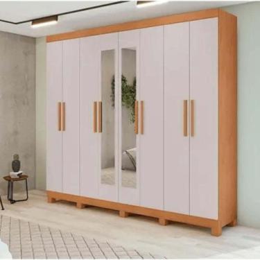 Imagem de Guarda Roupa Casal Ambiente Andara Soft 8 Portas Amêndoa Clean Off Whi