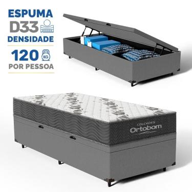 Imagem de Cama Box Baú com Colchão Ortobom de Espuma D33 Airtech 100 Solteiro 78cm