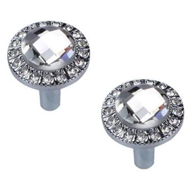 Imagem de JGHITROME Puxadores de gaveta de cristal de strass, puxador de gaveta estilo europeu 2 peças de puxador de cristal de strass, puxador dourado estilo europeu, puxadores de porta de móveis, puxador de