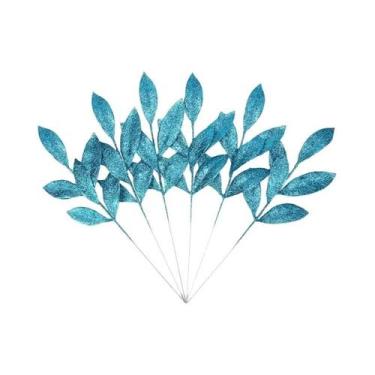 Imagem de Folhas De Árvore De Natal Artificiais Com Glitter De 34cm, 5 Peças, De