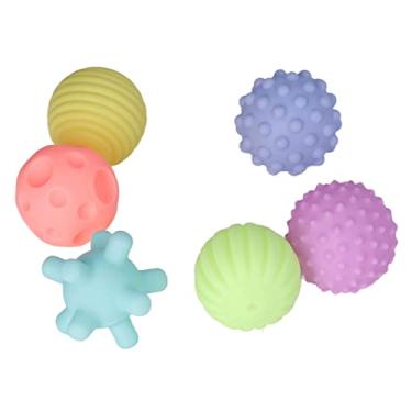 Imagem de ciciglow Set of 6 Textured Balls for Baby Hand Grip - Grip Training, Visual Color Discrimination - Interaction Between Children Squeak Sound (Warm Color)